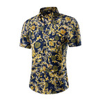 Short Sleeve Shirt // Navy Blue Paisley (S)