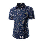 Short Sleeve Shirt // Navy Blue Chains (M)