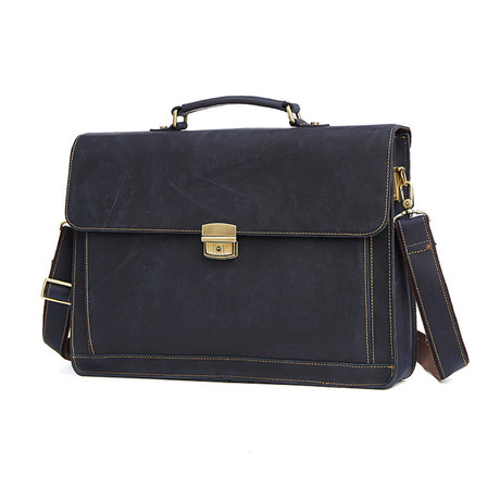 Leather Briefcase // Blue