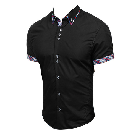Short Sleeve Shirt // Black + Colorful Check (S)