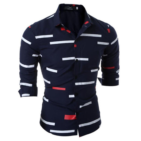 Short Sleeve Shirt // Navy Blue - Lines (M)