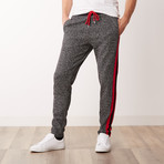 Woven Side Stripe Track Pant // Black + Red (M)