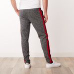 Woven Side Stripe Track Pant // Black + Red (M)
