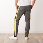 Woven Side Stripe Track Pant // Black + Yellow (S)