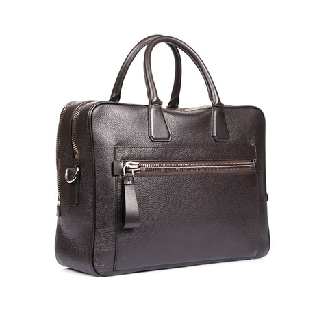 Double Zip Laptop Bag // Brown