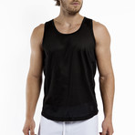 Varsity Tank // Black + Sky (L)