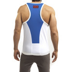 Race Tank // White + Blue (S)