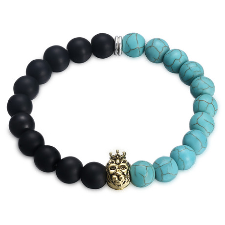 Blue + Black Golden Lion Chakra Bracelet