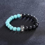 Blue + Black Silver Lion Chakra Bracelet