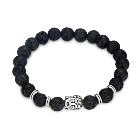 Volcano + Metallic Buddha Chakra Bracelet - Silver