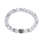 White Marble Silver Buddha Classic Chakra Bracelet