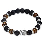 Wood + Volcano Chakra Buddha Bracelet- Silver