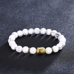 White Marble Gold Buddha Classic Chakra Bracelet