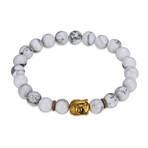 White Marble Gold Buddha Classic Chakra Bracelet