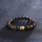 Wood + Volcano Chakra Buddha Bracelet- Gold