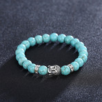 Baby Blue Marble Silver Buddha Chakra Bracelet