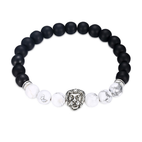 Blue + White Filigree Lion Chakra Bracelet