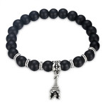 Black Chakra Dangling Eiffel Tower Bracelet