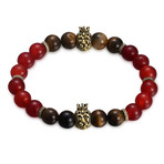 Ruby + Wood Duo Lion Chakra Bracelet