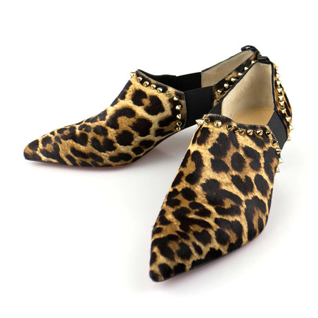 Leopard Pony Hair Vicky 45 Ankle Boots // Brown (Euro: 34)