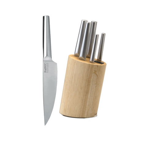 Essentials 6Pc Stainless Steel Knife + Block Set // Eclipse