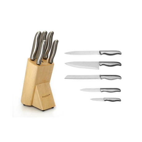 Essentials Stainless Steel Knife + Block Set // 6-Piece Set