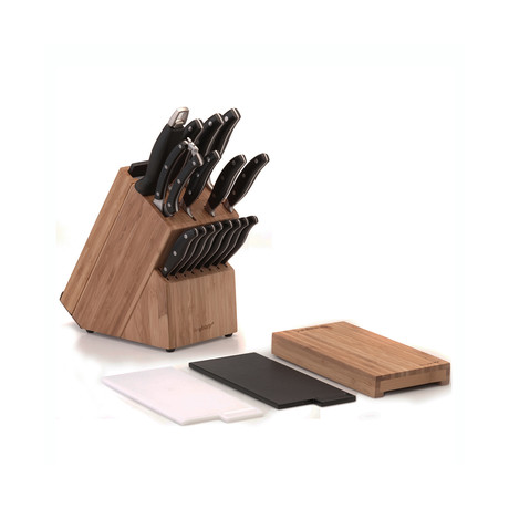 Essentials Stainless Steel Cutlery Set + Block + Cutting Boards