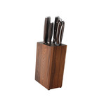 Essentials 7pc Stainless Steel Cutlery + Block Set // Rosewood