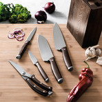 Essentials 7pc Stainless Steel Cutlery + Block Set // Rosewood