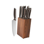 Essentials Rosewood 9-Piece Stainless Steel Knife Set + Block