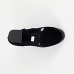 Women's Velvet + Block Heel Ankle Boots Shoes // Dark Blue (Euro: 35)