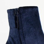 Women's Velvet + Block Heel Ankle Boots Shoes // Dark Blue (Euro: 35)