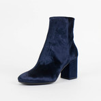 Women's Velvet + Block Heel Ankle Boots Shoes // Dark Blue (Euro: 35)