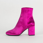 Women's Velvet + Block Heel Ankle Boots Shoes // Pink (US: 6)