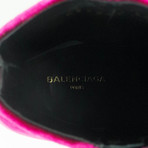 Women's Velvet + Block Heel Ankle Boots Shoes // Pink (US: 7)