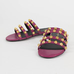 Women's Leather Studded Mules Sandals Shoes // Pink (US: 9)