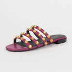 Women's Leather Studded Mules Sandals Shoes // Pink (US: 6)