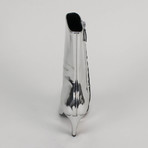 Women's Patent Leather Slash Heel Ankle Boots Shoes // Silver (Euro: 37)