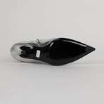 Women's Patent Leather Slash Heel Ankle Boots Shoes // Silver (Euro: 37)