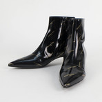Women's Patent Leather Logo Kitten Heel Ankle Boots Shoes // Black (US: 8)