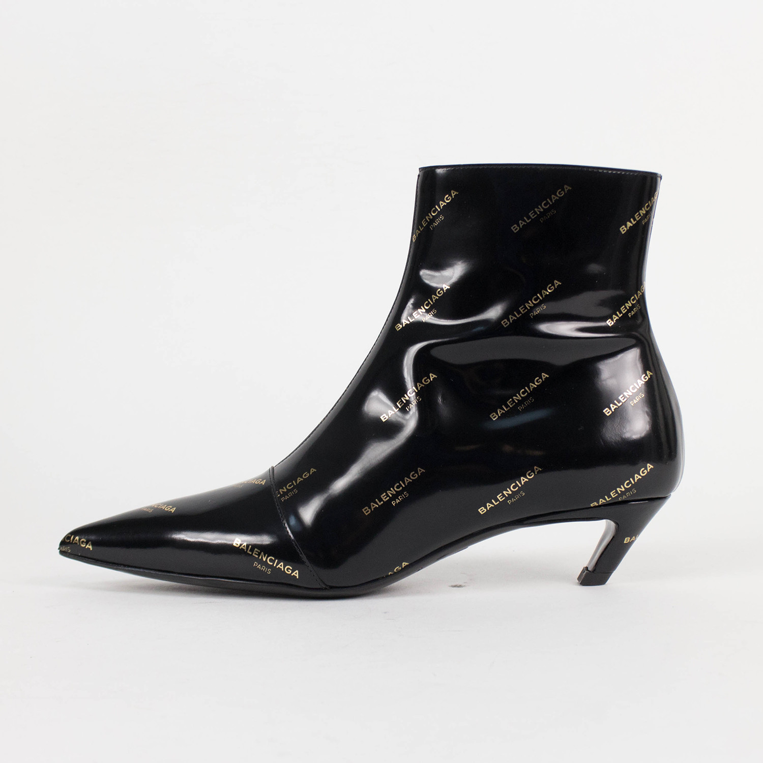 black leather ankle boots kitten heel