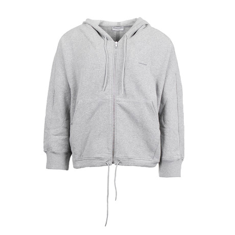 Cotton Blend Zip-Up Hooded Sweater // Gray (XS)