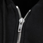 Cotton Blend Zip-Up Hooded Sweater // Black (XS)