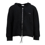 Cotton Blend Zip-Up Hooded Sweater // Black (XS)