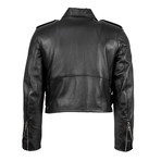 Leather Zip-Up Motorcycle Jacket // Black (Euro: 34)