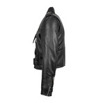 Leather Zip-Up Motorcycle Jacket // Black (Euro: 34)