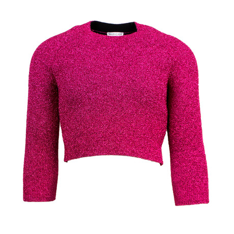 Metallic Cropped Crewneck Sweater // Pink (Euro: 34)