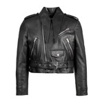 Leather Zip-Up Motorcycle Jacket // Black (Euro: 34)