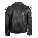 Leather Logo Sleeve Motorcycle Jacket // Black (Euro: 34)