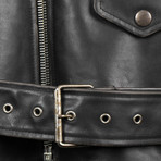 Leather Logo Sleeve Motorcycle Jacket // Black (Euro: 34)